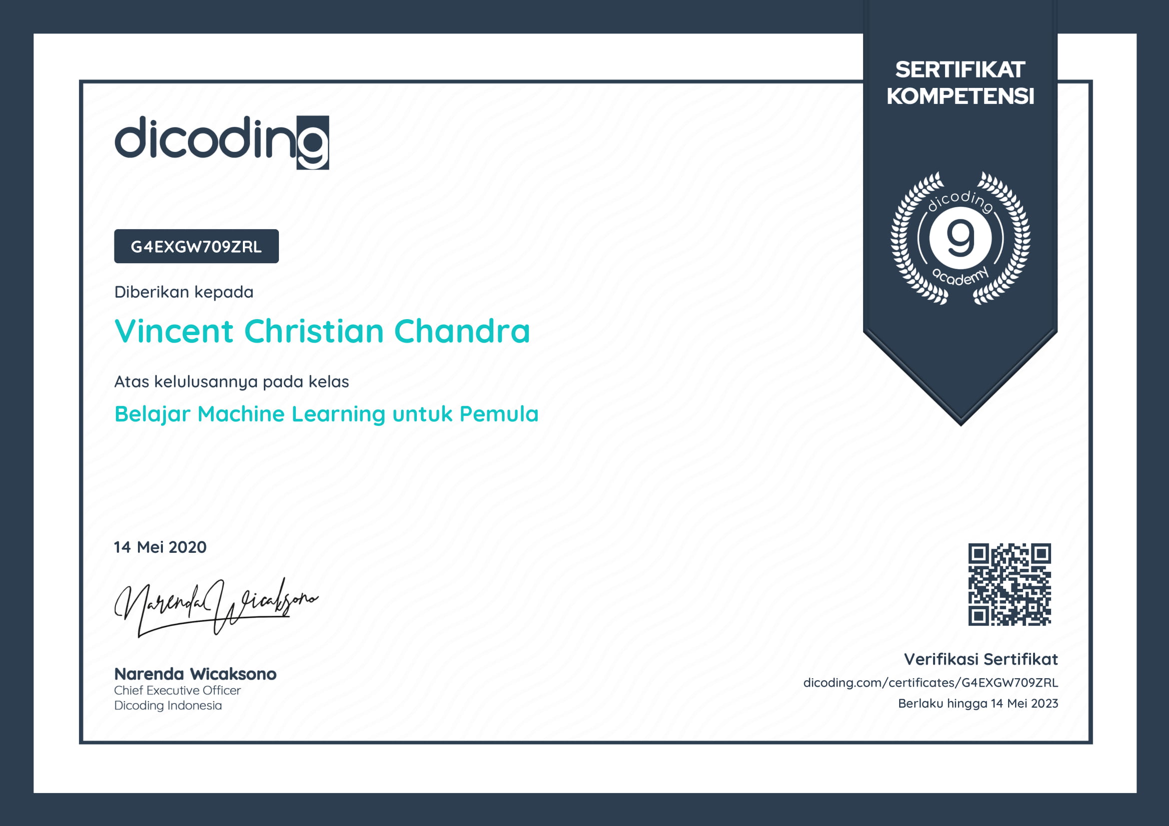 Machine Learning Dicoding Certificate