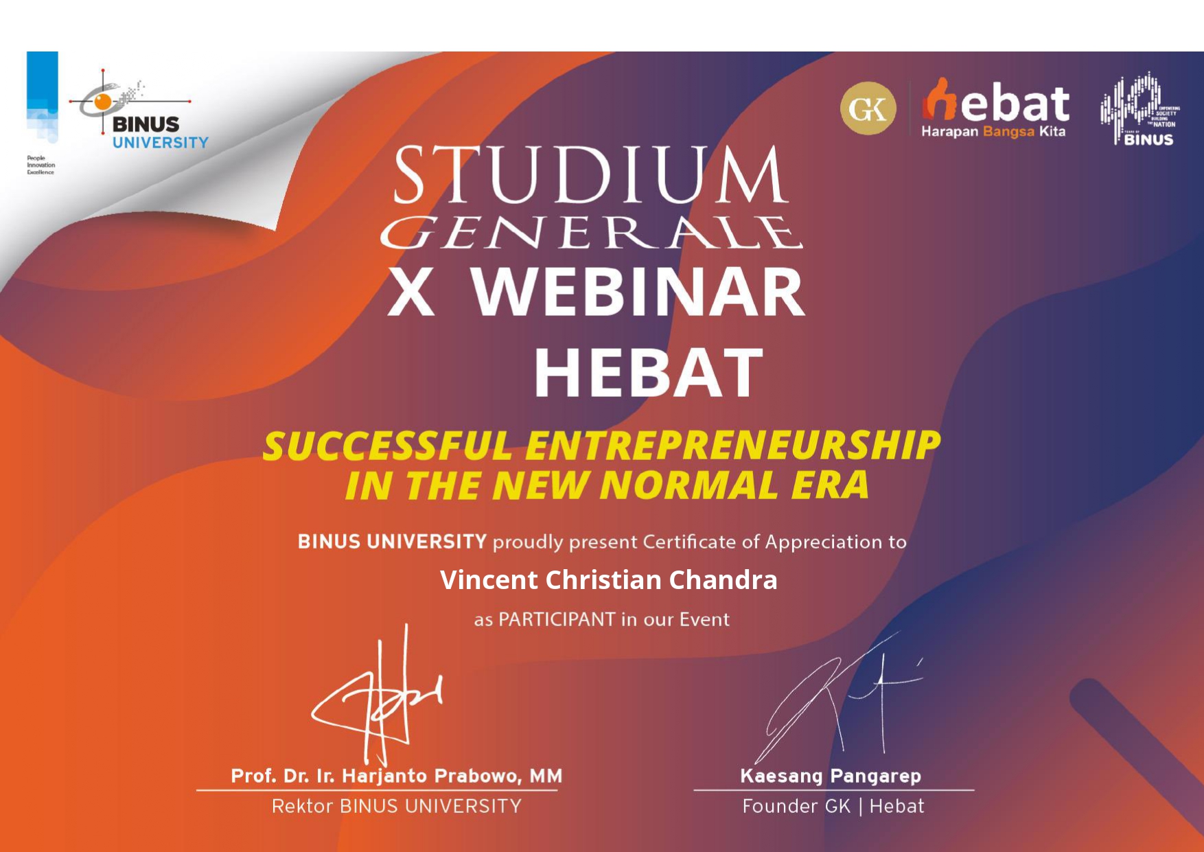 Webinar Hebat Certificate